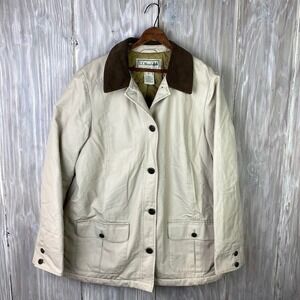 L.L. Bean Cream Field Jacket with Brown Corduroy Collar